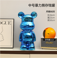 Statue d'art moderne en résine, grand format, motif ours 'Violent Bear', style dessin animé, tirelire décorative pour la maison, sculpture d'art animé