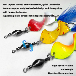Leurre de pêche personnalisé en métal, type Spoon Spinning, avec queue en plumes et hameçon triple, appât artificiel hautement réfléchissant <span class=keywords><strong>pour</strong></span> la pêche au bar, à la <span class=keywords><strong>truite</strong></span> et au brochet en rivière et en lac - Product Image 3