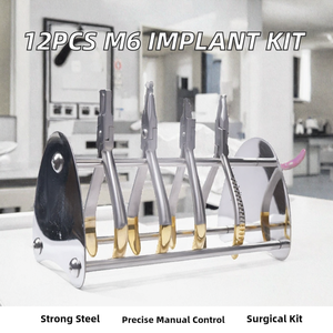 Kit de 12 outils dentaires manuels en acier pour l'implantation et le retrait d'implants par Blush Surgical - Product Image 2