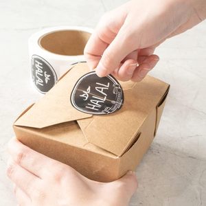 Tùy chỉnh sinh thái thân thiện cấp thực phẩm đưa ra Kraft Túi giấy nhãn cuộn bao bì an toàn con dấu sticker cho thức ăn nhanh giao hàng túi - Product Image 2