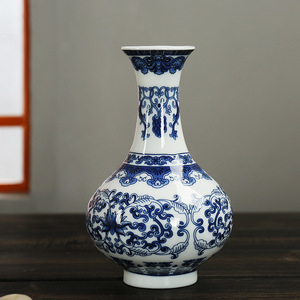 Jarrón de Piso Moderno de Porcelana Azul y Blanca con Diseño Floral Popular, Decoración del Hogar Ecológica, Cerámica Abstracta - Product Image 3