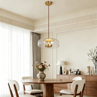 Lampe suspendue de luxe nordique en cuivre pour restaurant, design minimaliste en laiton et verre, pour bar, salon de thé, lampe de chevet, faite à la main
