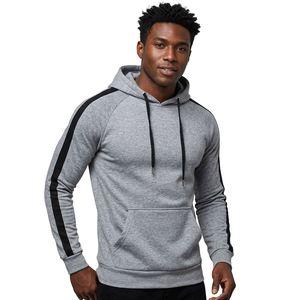 Sudadera con Capucha Gris para Hombre, Manga Larga, Color Sólido, Informal, con Bolsillos Laterales, Diseño Transpirable con Cordón Ajustable, para Otoño - Product Image 4