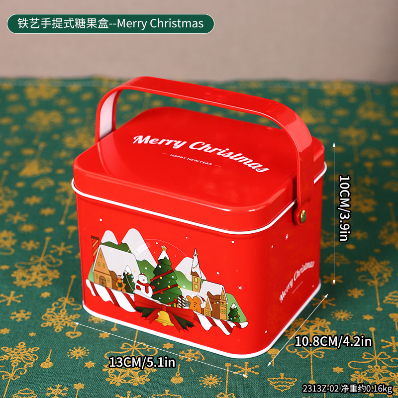 2313Z-02 กล่องขนมมือจับเหล็กดัด -- สุขสันต์วันคริสต์มาส