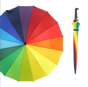 Venta caliente 16 Bone Straight Pride Paraguas Seguro Banco Regalo Fuerte Gay Rainbow Paraguas para <span class=keywords><strong>hombre</strong></span> - Product Image 1