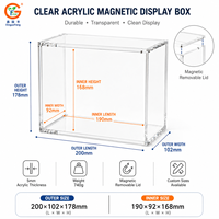 Grande vitrine magnétique en acrylique transparent de 200x102x178mm avec couvercle amovible pour figurines, objets de collection et présentation en magasin