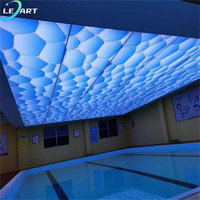 Plafonds en PVC 3D Lumineux de Guangzhou, Lambris, Film Bleu LED, Plafonds Extensibles pour Salon de Beauté