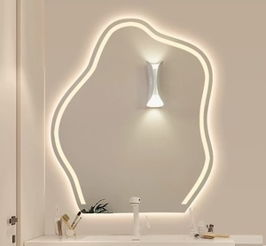 Hiện đại không đối xứng không đều dẫn tường gương cảm ứng chuyển đổi chống sương mù Dimmable Bạc khung salon phòng khách lối vào Vanity - Product Image 2