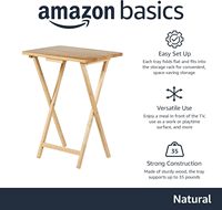 Table de service pliante classique Basics avec étagère de rangement, 14,6 L x 19 W x 26 H pouces, naturelle