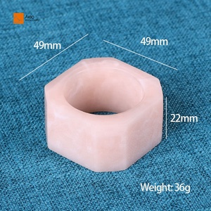 ALEO Anneau de serviette hexagonal à facettes, design moderne et luxueux, <span class=keywords><strong>en</strong></span> résine solide, résistant à l'usure, écologique, aux tons pastel marbrés tourbillonnants, pour table de salle à manger - Product Image 3