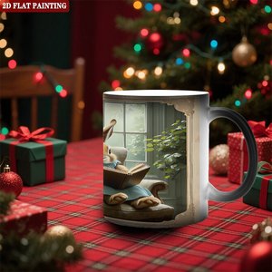 Mug en céramique à sublimation 11oz, noir givré, tasse à changement de couleur activée par la chaleur - Product Image 2