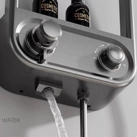 Ensemble de douche créatif blanc pour salle de bain avec affichage numérique, robinets thermostatiques, jet de pulvérisation, système de rangement en laiton