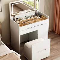 Nouvelle conception de coiffeuse européenne éclairée avec plateau relevable, meuble de rangement de chevet pour chambre à coucher, ensemble de maquillage pour hôtel
