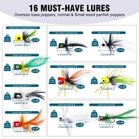 Assortiment de 16 leurres de pêche à la mouche Popper Flies Bait Dry Flies pour Topwater Bass Panfish