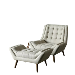 Modern Tufted Upholstered <b>Lounge</b> <b>Chair</b> Wood Legs Linen Fabric Home Furniture Apartment Bedroom Living- Room Dining Home Office - Product Image 3