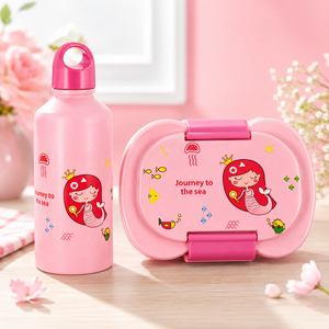 Insulated Stainless Steel <b>Lunch</b> <b>Box</b> Cute Heatable Divided Double Water Bottles Plastic Lid Microwave Snack Sandwich Food - Product Image 4