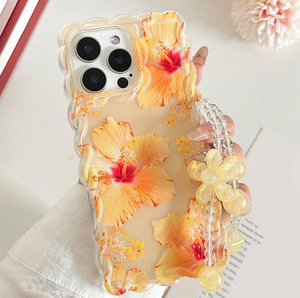 <span class=keywords><strong>Cover</strong></span> per Cellulare con Stampa Fiore Giallo Giglio e Grana Intrecciata con Braccialetto per <span class=keywords><strong>iPhone</strong></span> X Xr Xs Max <span class=keywords><strong>11</strong></span> 12 13 14 15 16 17 Plus Air - Product Image 1