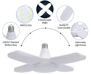Pale de ventilateur pliable 60w, <span class=keywords><strong>ampoule</strong></span> <span class=keywords><strong>LED</strong></span>, lumière réglable au plafond, lampe déformable à quatre feuilles - Product Image 2