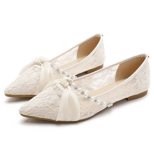 New Wholesale Fashion Low Heel Loafers Pearl Mesh Women <b>Pointed</b> <b>Toe</b> Pumps Elegant <b>Flat</b> Dress Ladies Shoes - Product Image 6