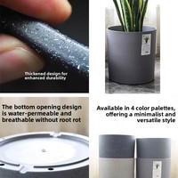 Pot de fleurs minimaliste en bois-plastique épaissi, aspect ciment, grand format, pour plantes vertes, balcon intérieur, plantation décorative