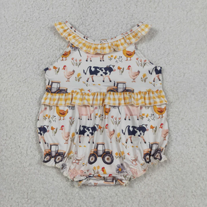 Toddler Girl Casual Boutique Summer Outfits Farm Life Print <b>Shorts</b> Set and Bubble <b>Romper</b> Cute Baby Girls Clothing Sets - Product Image 5