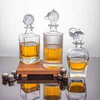 Vente en gros 750ml sans plomb whisky carafe ensemble pour liqueur/bourbon/brandy verre capacité du ménage
