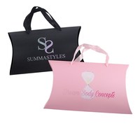 Boîtes en papier personnalisées avec logo imprimé, couleur personnalisée, recyclables, avec poignée, emballage plat pour l'emballage des cheveux, des extensions de cheveux, présentoir