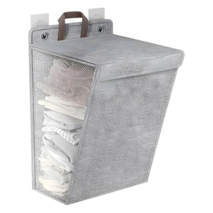 Panier à linge rectangulaire en tissu non tissé avec couvercle, anti-poussière, organisateur de vêtements, type autoportant, rangement pour salle de bain - Product Image 4