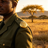 Kancing Seragam Logam Buatan Tangan Eksklusif untuk Dinas Keamanan Namibia, Lapisan Emas Antik, Set Kancing Koleksi Vintage