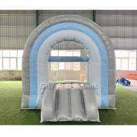 Articles de location pour fêtes : Château gonflable professionnel arc-en-ciel, structure de saut pastel avec toboggan