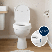 Elevador de Asiento de Inodoro (5 cm de Altura) de Duroplast para Adultos con Tapa, Capacidad de 130 kg, 40.5 cm x 23 cm, KMINA K30040