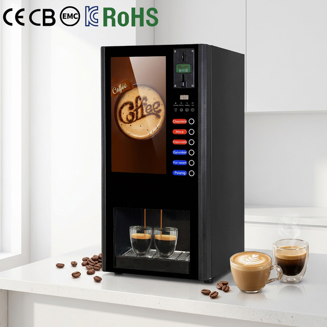 Hot Sell Smart Fully Automatic Coin Operated Instant Commercial Tea Instant Coffee Vending Machine with Autometic Cup Dispenser