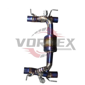 ท่อไอเสีย Vortex Titanium Blue Valved สำหรับ Ferrari 488 GTB 3.9T พร้อมท่อเก็บเสียงตรงกลางแบบ Pie-Cut และปลายท่อแบบ Burnt Tailpipes Assembly - Product Image 4