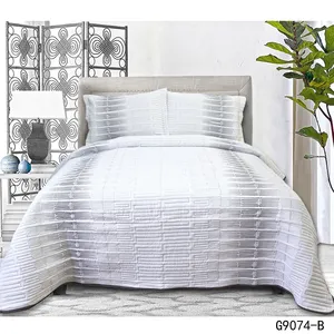 100% Polyester Hot Sale Queen Size Komfortable Satin Bestickte Tages decke Sets Quilt für Schlafzimmer