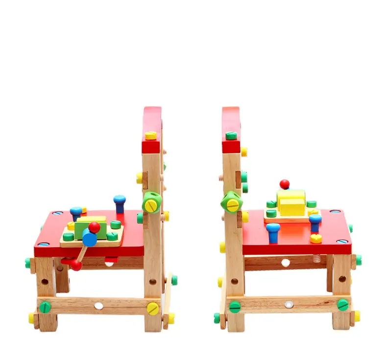 EN71 legno assemblare vite sedia dadi bulloni giocattoli per bambini