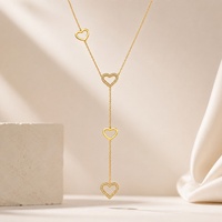 Collier superposé en forme de cœur SUMMLY pour femmes, zircon creux, plaqué or 18 carats, chaîne en acier inoxydable, bijoux tendance, cadeau