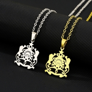 Colliers en acier inoxydable émaillé avec emblème national du Maroc, plaqués or 18 carats, pendentif drapeau <span class=keywords><strong>marocain</strong></span>, vente en gros - Product Image 1