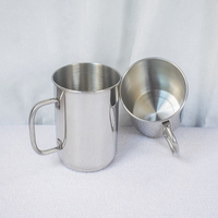Grande tasse en acier inoxydable 1L à paroi unique Tasse à soda à bière 304 avec couvercles pour le camping et le bureau Conçu pour les mariages
