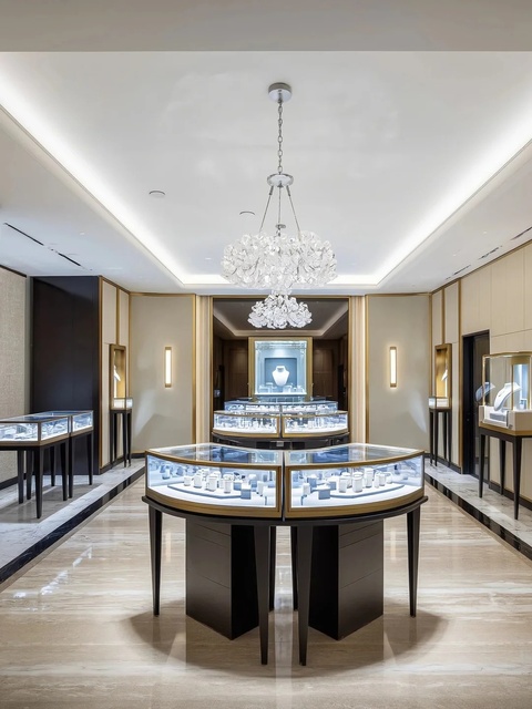 Tempered Luxury Jewelry Display Cabinet LED Lighting Durable Heavy Duty for Commercial Retail Malls (Customizable Dimensions)