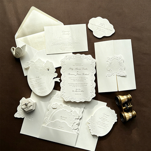 ชุดการ์ดเชิญงานแต่งงานแบบนูนลายหรูหรา พร้อมการ์ดพิมพ์แบบ <span class=keywords><strong>Letterpress</strong></span> ตามสั่ง พร้อมซองจดหมาย - Product Image 5