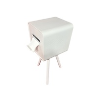 Ensemble de photomaton en bois blanc tendance avec support pour iPad, appareil photo reflex numérique et imprimante, contrôle par écran tactile, impression en libre-service et personnalisation des couleurs