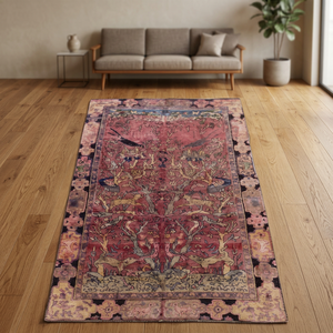 Tapis vintage de qualité supérieure fait main à Téhéran, en laine et coton, pour la décoration de la maison ou du bureau. - Product Image 2