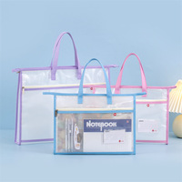 Pochette à documents en PVC translucide personnalisable avec pochette zippée en maille, organiseur de documents transparent pour étudiants, sac de rangement pour travaux d'art