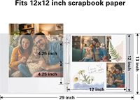 30x30 cm Großes Scrapbook-Album mit 30 Plastikhüllen und Scrapbook-Papier Leinen-Einband 3-Ring Foto-Bildalbum