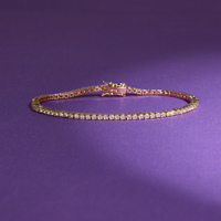 Bracelet tennis de luxe tendance en laiton plaqué or 18 carats avec zircon cubique rond de 2 mm pour femme, idéal pour les fiançailles