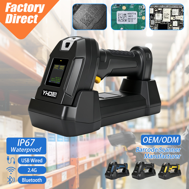 Manufacturer Direct Sales 2D BT Wireless Industrial Barcode Scanner 5m Drop Resistant Rugged Handheld Qr Code Reader
