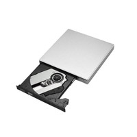 Unidad de DVD de CD delgada USB 2,0 externa de quemador de DVD-RW portátil para computadora portátil y PC de escritorio compatible con tarjetas SD CF XD-Negro/plateado