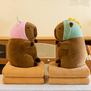 Manta de Peluche 2 en 1 con Diseño de Capibara de Dibujos Animados XUX, Cojín de Capibara y Manta de Aire Acondicionado de Doble Uso, Regalo para Siesta Infantil - Product Image 3