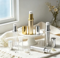 Flacon de luxe en plastique 15ml 30ml avec pompe sans air, or/argent, rechargeable, pour fond de teint, sérum, conteneur sous vide, flacons de soin de la peau