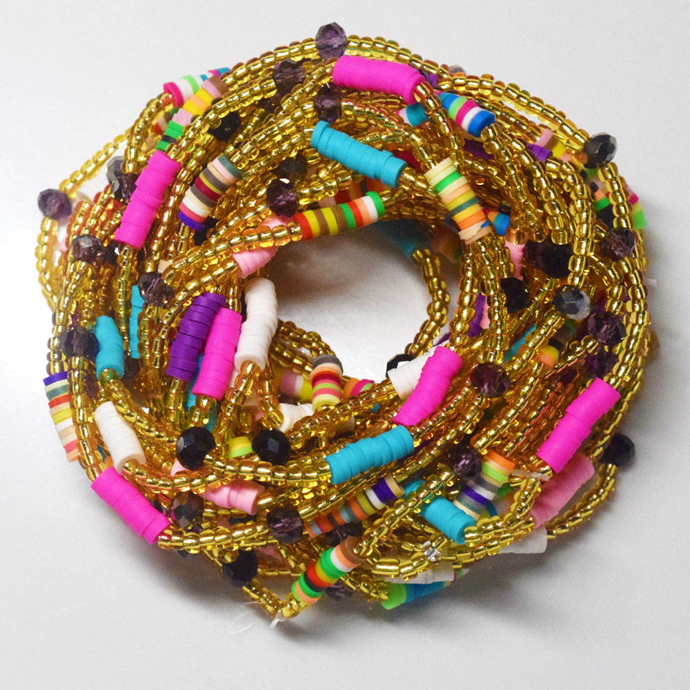 Summer Fertility African Clay Crystal Waist Beads for Women Elastic  Stretchy Cord Beach Belly Chain Body Jewelry Bikini